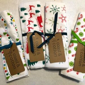 Cotton & Coast Printed Holiday Kitchen Towels- set of 4